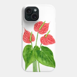 Flamingo flower watercolor Phone Case