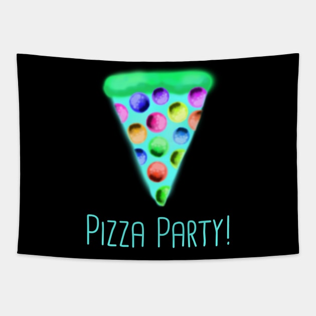 Pizza Party! (Teal) Tapestry by KelseyLovelle