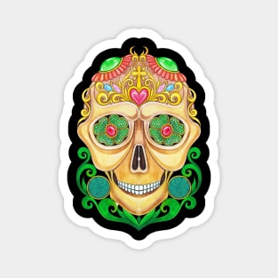 Sugar skull fancy vintage and gems day of the dead. Magnet