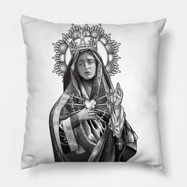 Mater Dolorosa Our Lady of Sorrows Pillow by Beltschazar