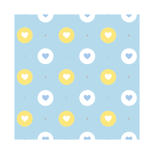 White Blue Hearts Pattern T-Shirt