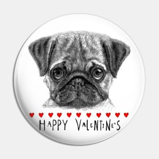 Happy Valentine's pug Pin