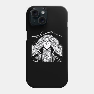 the son of dracula ecopop in black line art fancy portrait Phone Case