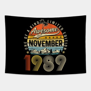 Awesome Since November 1989 Vintage 34th Birthday Tapestry