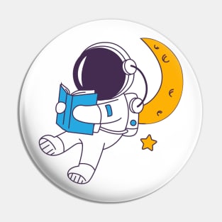 The astronaut collection reading on the moon one star Pin