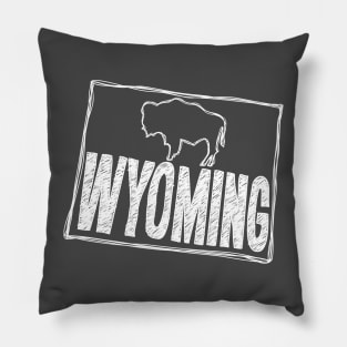 Wyoming (White Graphic) Pillow