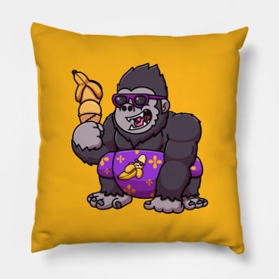 Gorilla Eating Banana Ice Cream Pillow