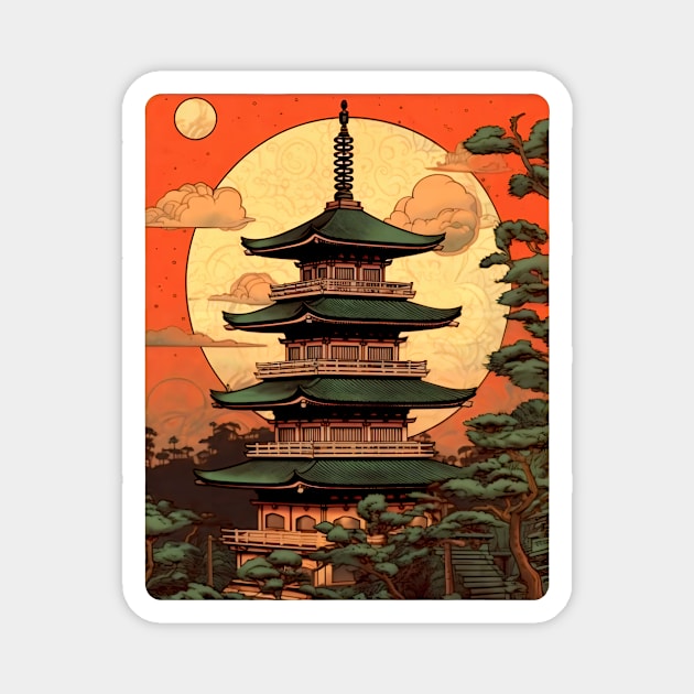 Zen Temple Pagoda Magnet by entwithanaxe