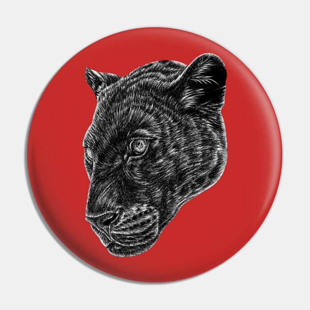 Black leopard face - panther cat animal ink illustration Pin by lorendowding