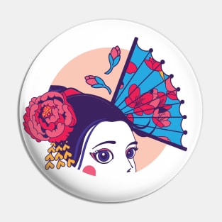 Japanese Geisha and Fan Pin