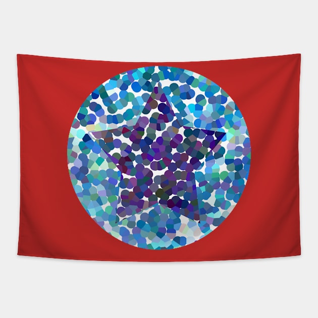 Dark Blue Dotty Star Tapestry by ellenhenryart