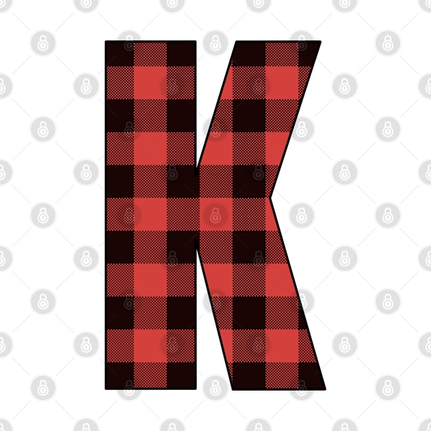 Letter K Monogram Red and Black Buffalo Plaid/Check by Gsallicat