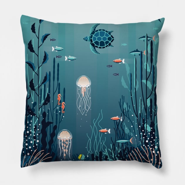 Marine Life Pillow by lanaxxart