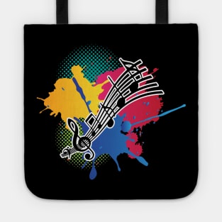 Musical note colored background Tote