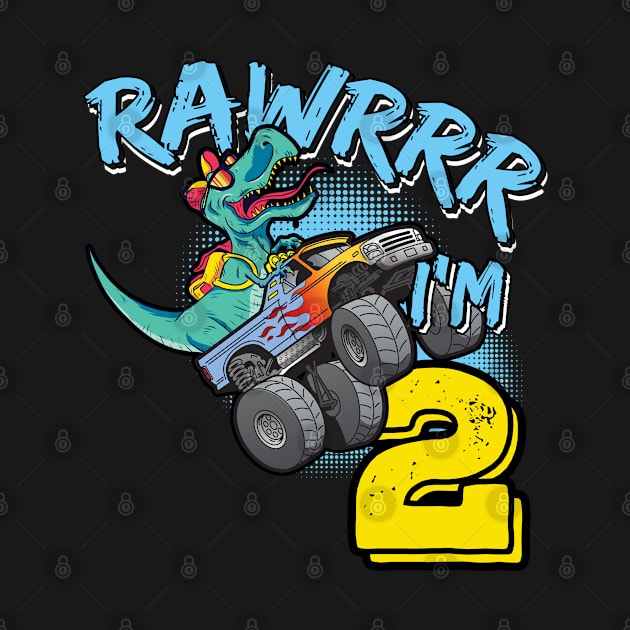 Rawr I'm 2 2nd Birthday Monster Truck T-Rex Dinosaur by tobzz