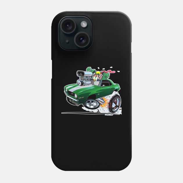 Z RATED 69 Camaro Green white stripe Phone Case by vincecrain