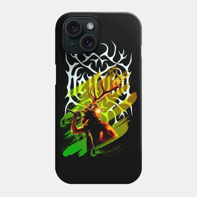 Heilung singer with raindeer horns on a viking helm Phone Case by CrimsonsDesign