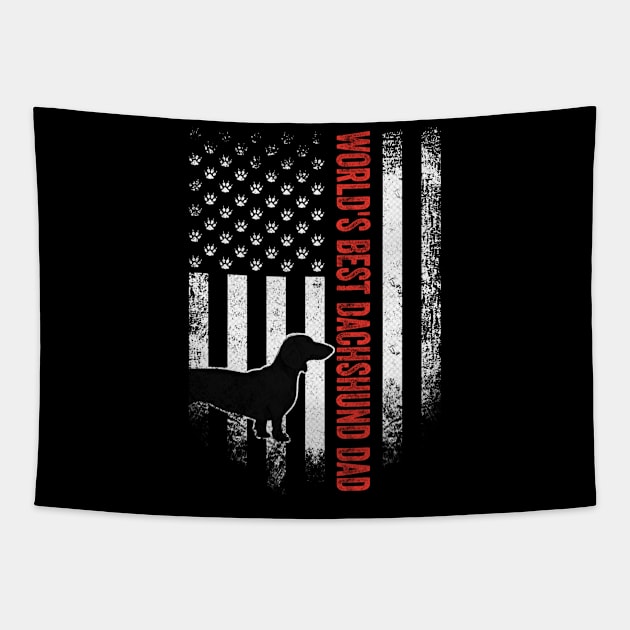 World's Best Dachshund Dad USA Flag Tapestry by Xamgi