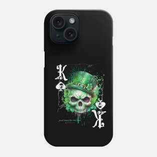 King Of Spades Green Irish Skull For Patricks Day Poker Phone Case