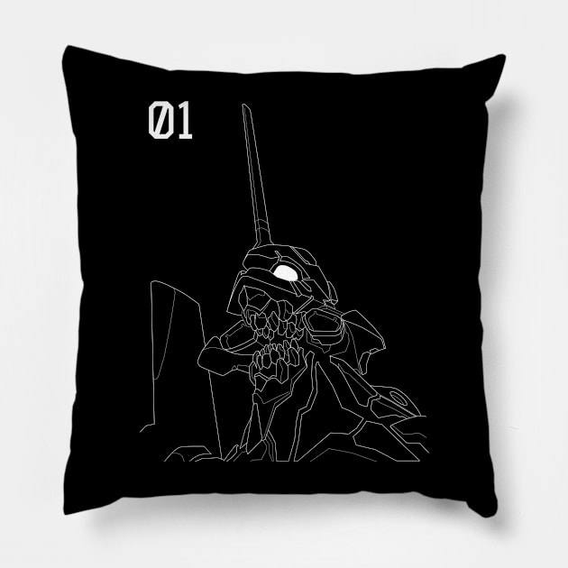 EVA_01 BW2 Pillow by Krobilad