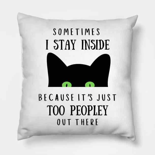 Funny Antisocial Cat Design Pillow by ArtByGrammy