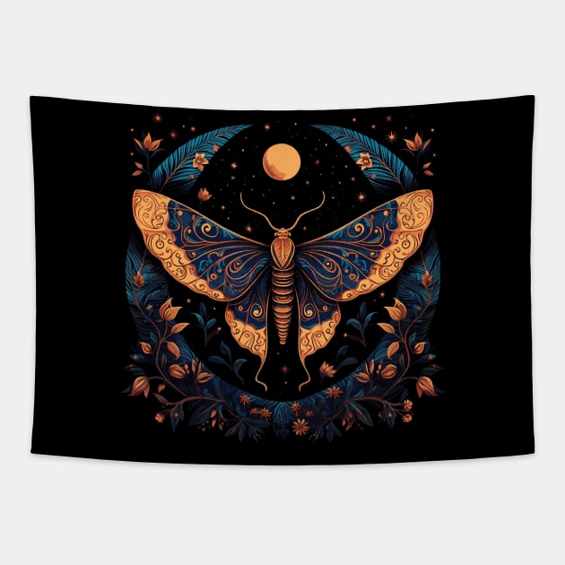 Luna Moon Moth Tapestry by CottonBarleyLine