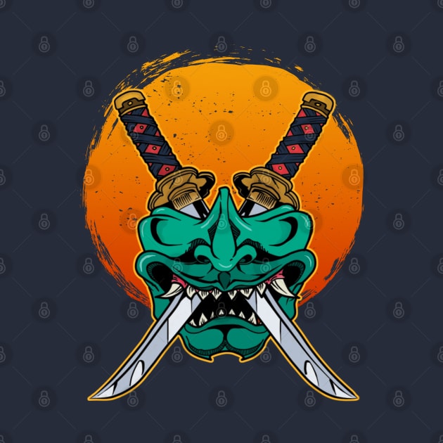 Samurai Mask with katanas by ToySenTao