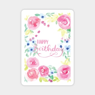 Happy Birthday Watercolor Card Magnet