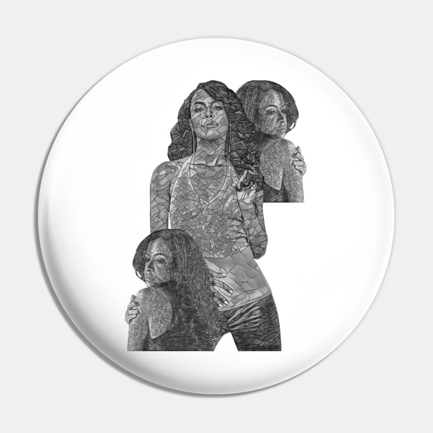 Aaliyah Pose Classic Mosaic Pin by neogu