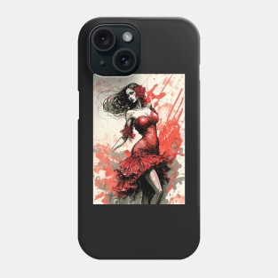 Flamenco Dancer - Watercolor Red Phone Case