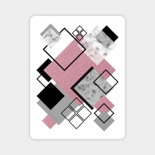 Midcentury Modern Pink, White and Gray Abstract Print Magnet