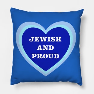 "Jewish and Proud" Retro Blue Heart Design, made by EndlessEmporium Pillow