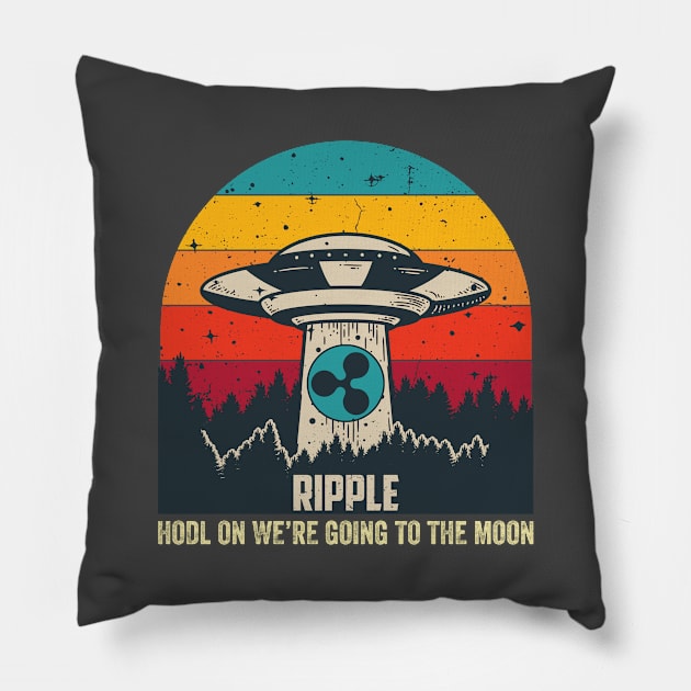 Ripple HODL On We are going to the Moon Funny Crypto Pillow by TheBeardComic