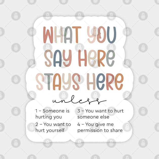 What You Say Here Stays Here Magnet by BeKindToYourMind