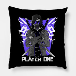 Player One Video Game Hero Urban Warrior Katana Pillow