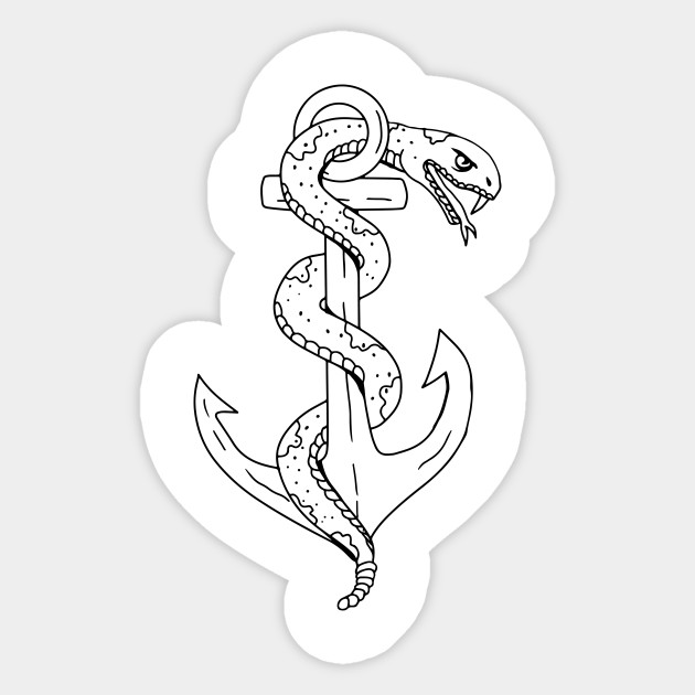 Rattlesnake Coiling On Anchor Drawing Rattlesnake Coiling On