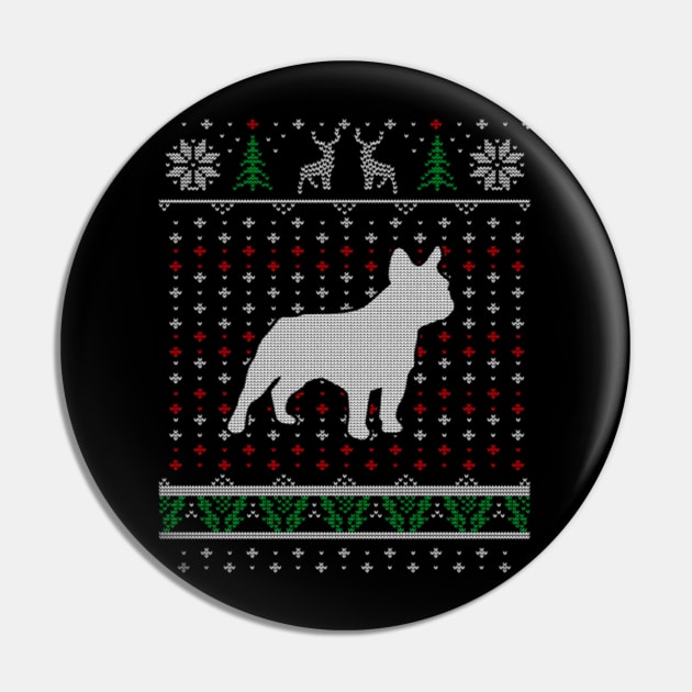 French Bulldog Ugly Christmas Sweater Gift For Dog Lover Pin by uglygiftideas