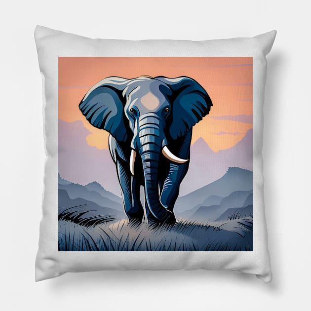 African Elephant Pillow by ArtShare