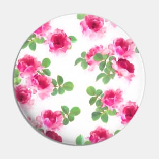 Raspberry Pink Painted Roses on White Pin