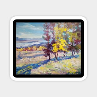 Pine forest landscape autumn Magnet