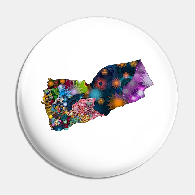 Spirograph Patterned Yemen Governorates Map Pin by RachelEDesigns