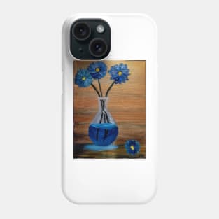 abstract Blue flowers in a glass Vase Phone Case