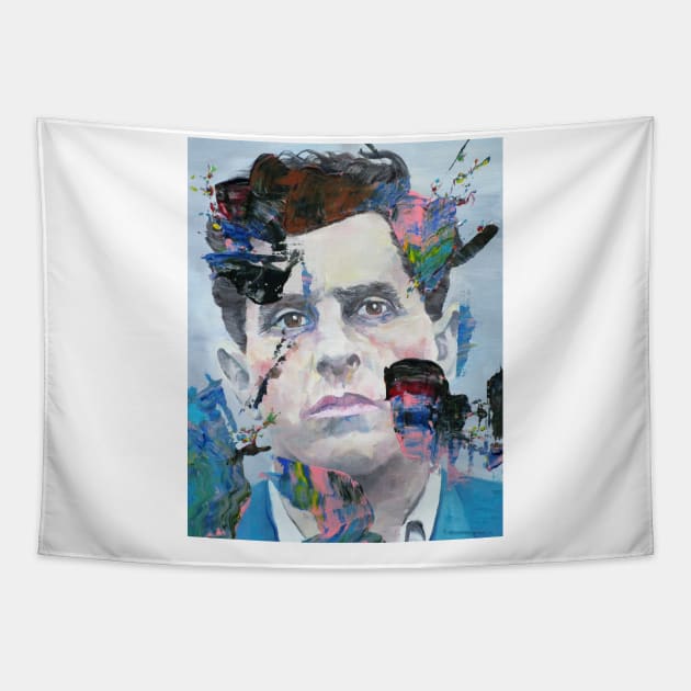 LUDWIG WITTGENSTEIN oil and acrylic portrait Tapestry by lautir