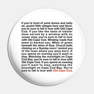 Old Cape Cod (Dark Lettering) Pin