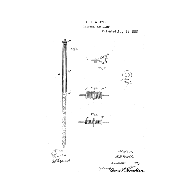 Electric Arc Lamp Vintage Patent Hand Drawing by TheYoungDesigns