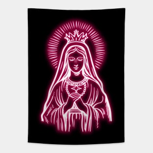 Light Pink Neon Virgin Mary Tapestry