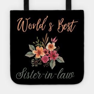 World's best sister-in-law sister in law shirts cute with flowers Tote
