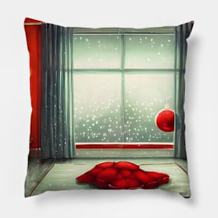 Vintage Red Christmas Snowing Winter Rain Weather Homebody Pillow