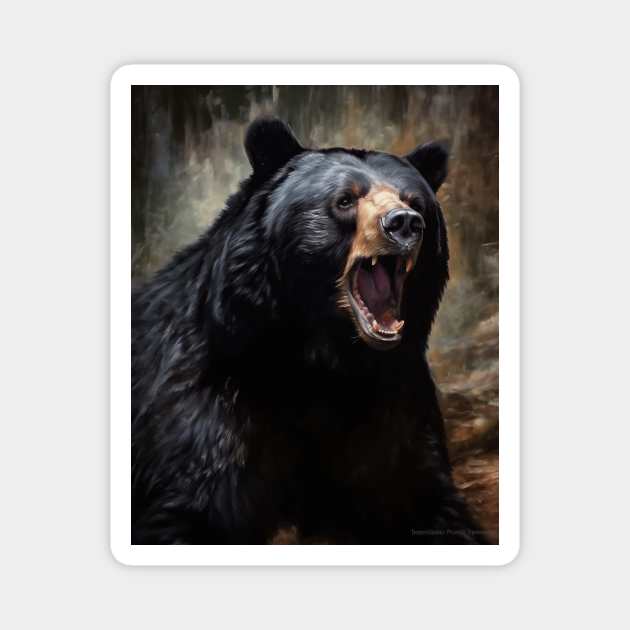 Oil paint, Hyperrealism, Amazing Zoo Black bear Magnet by ABART BY ALEXST 