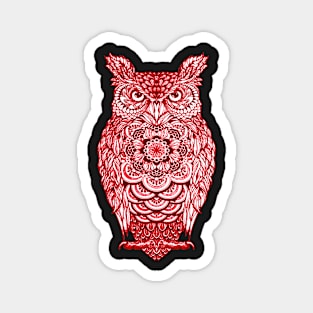 Red Owl, Fun Bird Graphic For Owl Lovers Magnet